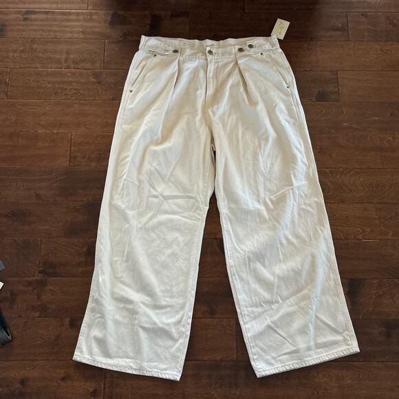 NWT Universal Thread High Rise Adjustable Two Way Trouser Denim Cream Women 16 - Picture 7 of 8